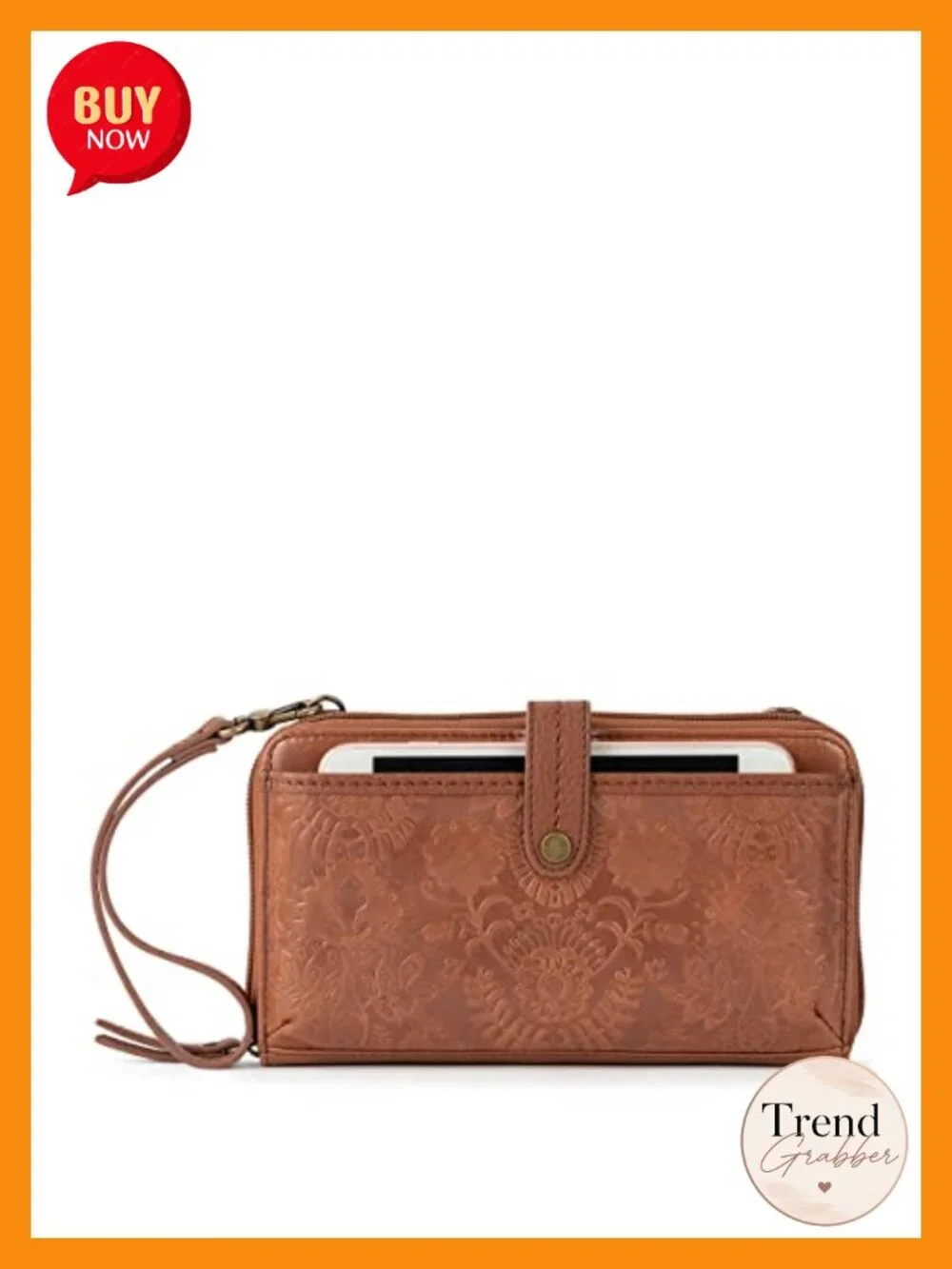 Leather Smartphone Crossbody Purse - Convertible Wristlet Wallet with Card Slots